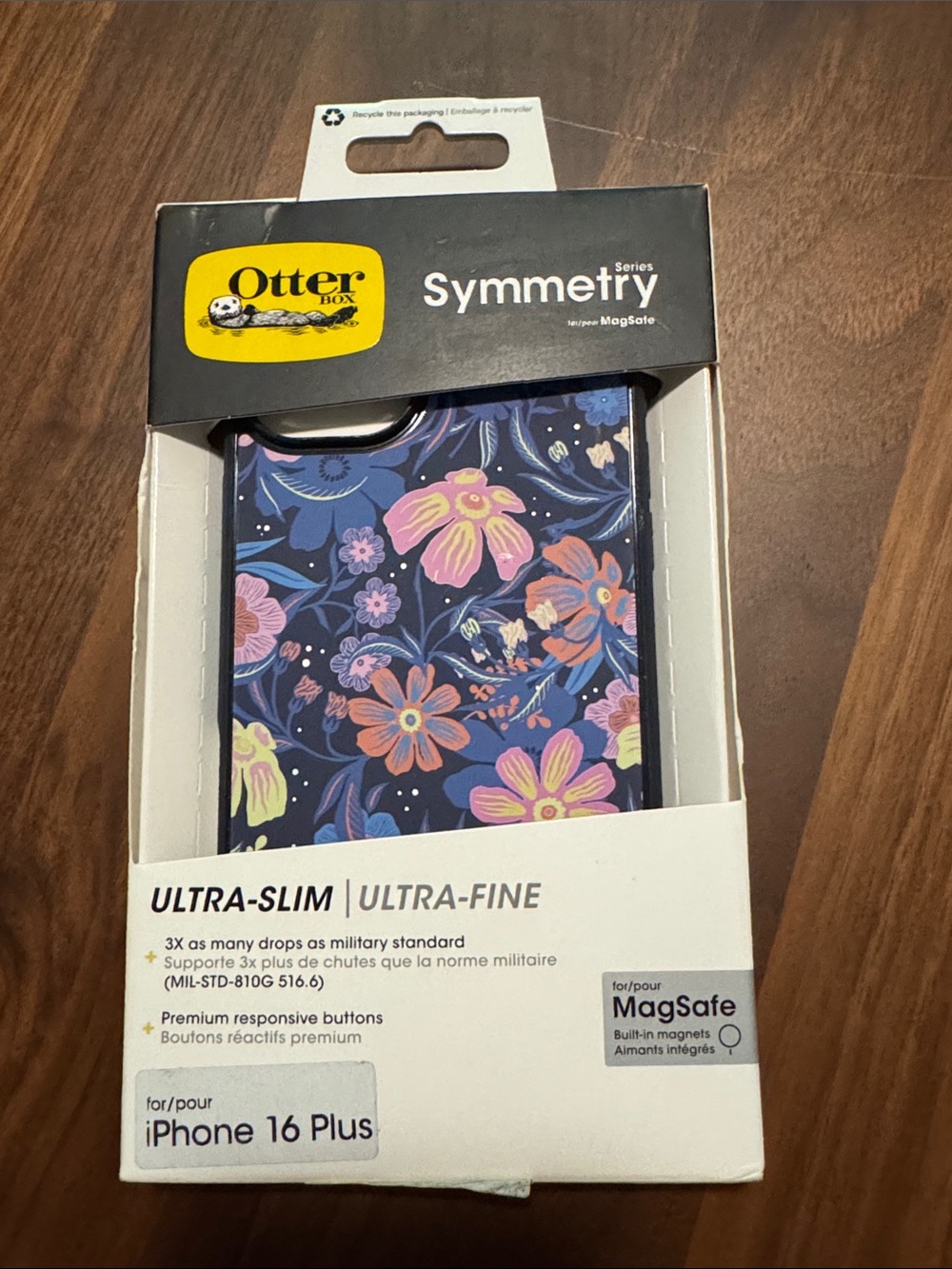 OtterBox Symmetry Series Floral Navy & Pink MagSafe Case for iPhone 16 Plus
